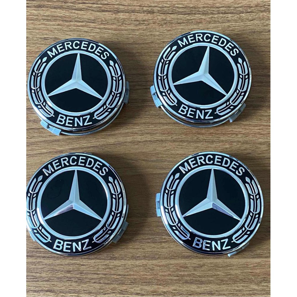 Jogo Calotinha Centro Roda Mercedes Gl Amg Emblem Preto 75mm