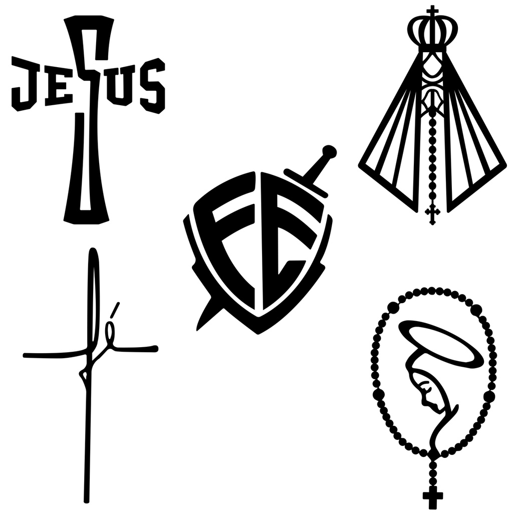 kit_5_adesivos_Religioso_Nossa_Senhora_Cruz_Premium_RGV | Shopee Brasil