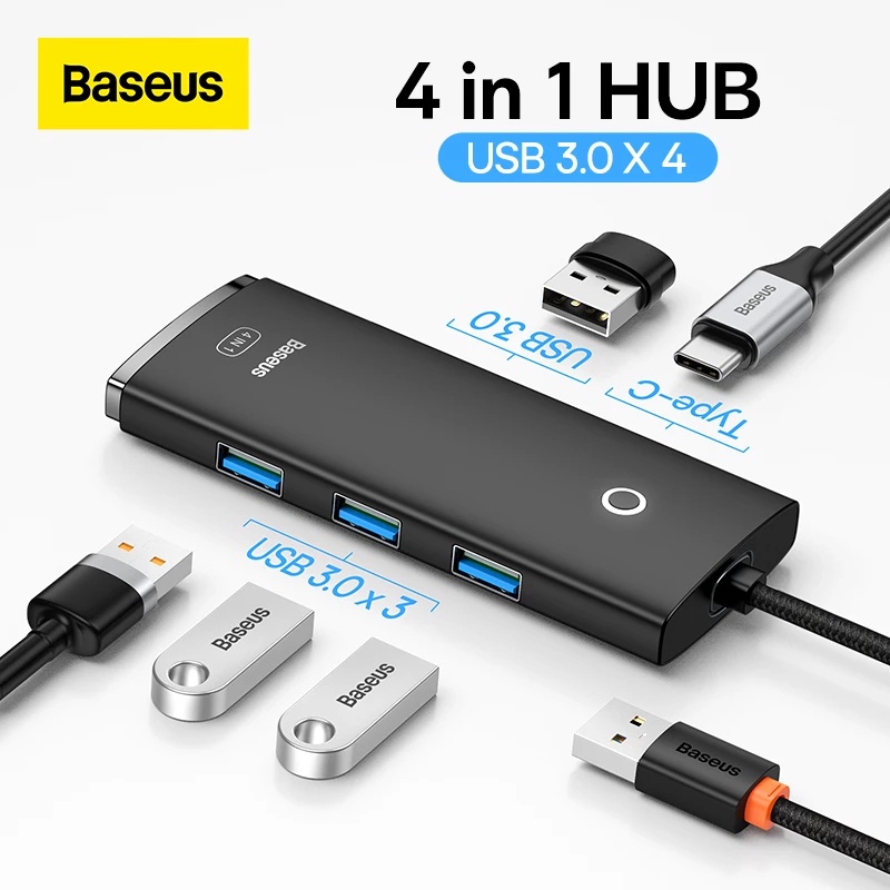 Baseus Multi 4 Em 1 USB HUB C 3.0 Adaptador Para MacBook Pro Air Huawei Companheiro 30