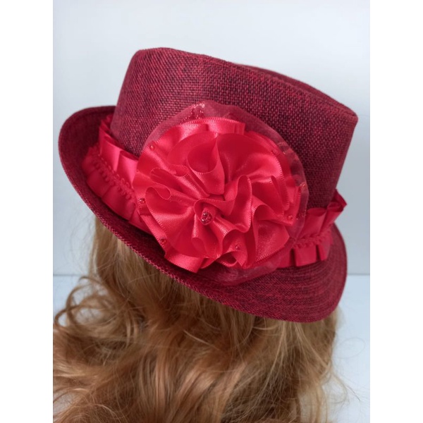 Chapéu Vermelho com faixa e Rosa Vermelha para Pombagira Rosa Vermelha Umbanda e Candomblé