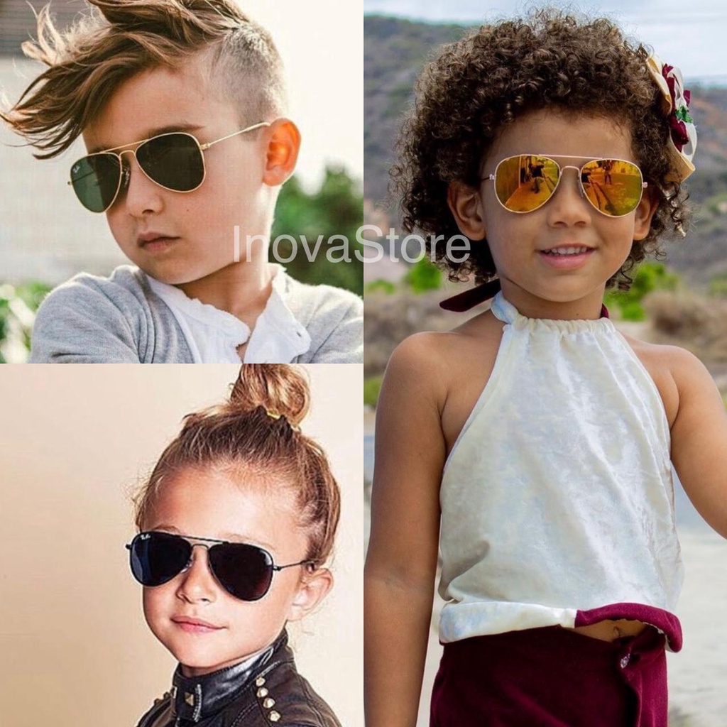 Óculos de Sol Infantil Ray Ban Aviador Com Case / Capinha / Estojo Preto  Rosa Tradicional Tendência Super Promoção Feminino Masculino Proteção Uv400  Lançamento Retro | Shopee Brasil