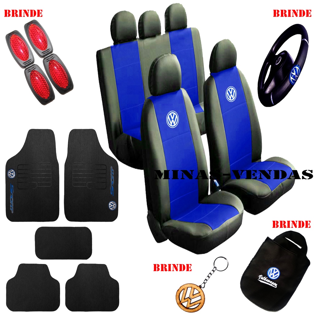 Kit C Brindes Jogo Capa Banco Automotivo Preto Azul Gol G G G G G Escorrega O Pre O