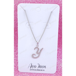Colar letra Y inicial nome aço cirúrgico pingente Letra gargantilha correntinha em Oferta na Shopee