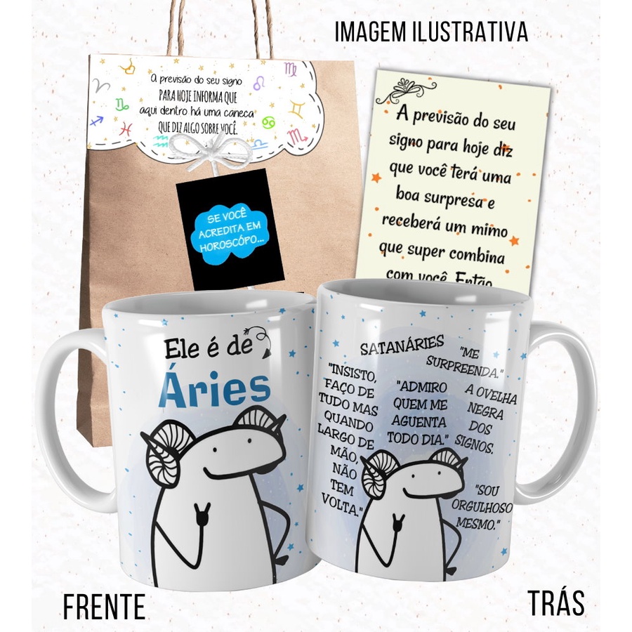 Imagem Caneca Signo Áries Meme Flork para Ariano com Embalagem ab