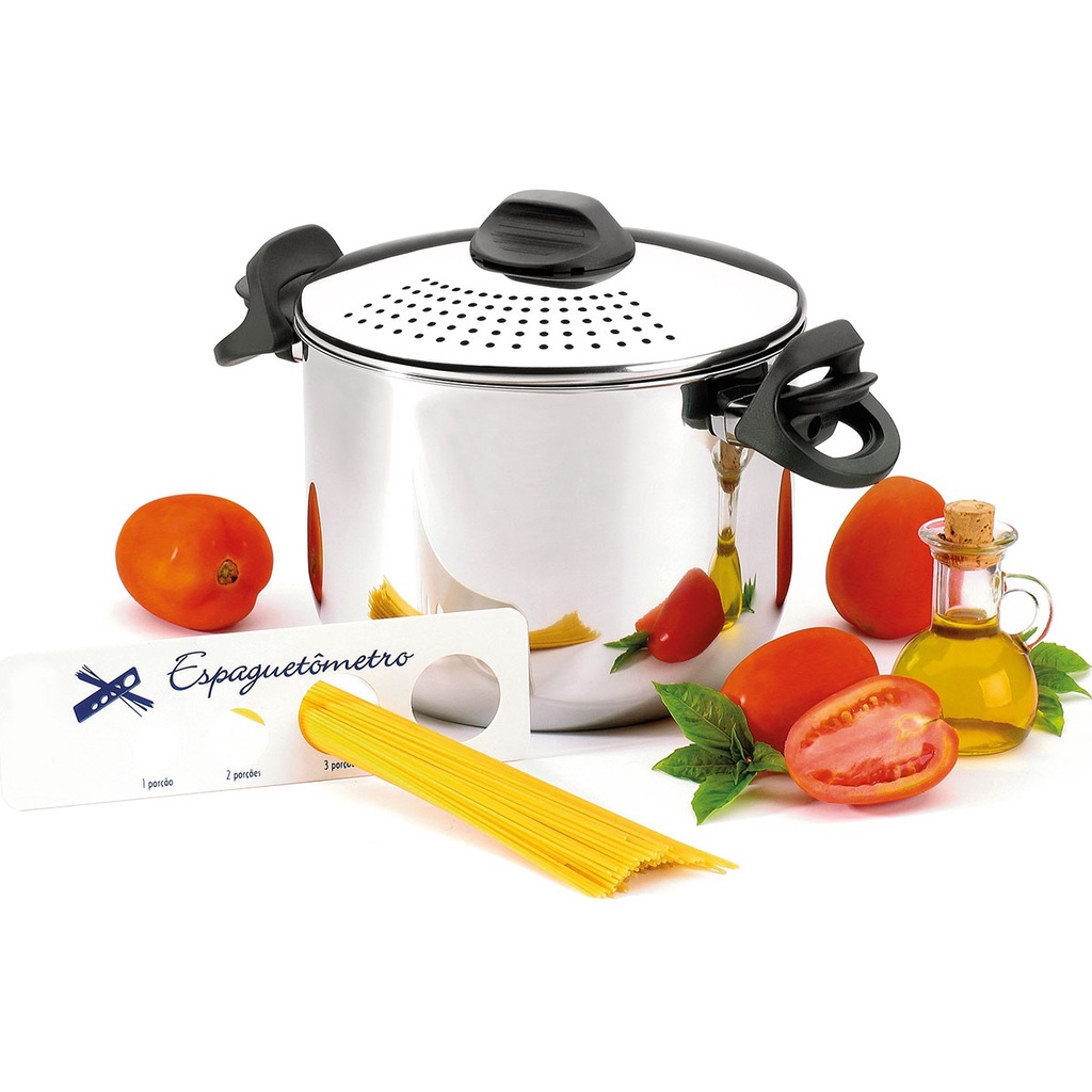 Espagueteira Panela Aço Inox 5 Litros Com tampa Escorredora Forma Inox Legumes Fogão Massas Alta qualidade