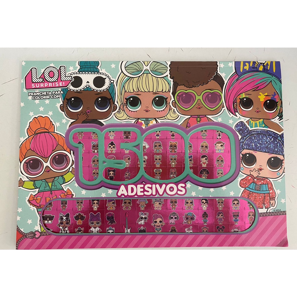 Prancheta para colorir com 1500 adesivos LOL surprise