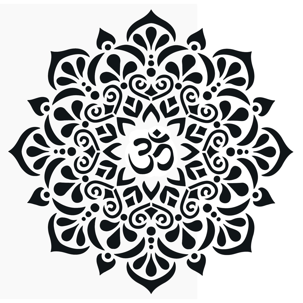 Om Stencil Pintura Meditação Ohm Símbolo Mandala 30x30