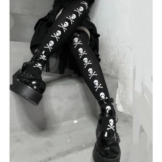 Morcego Crânio Gótico Escuro Longas Meias Sensuais Mulheres Aranha Harajuku Emo Alternativa Collants Lingerie Pele Coxa em Oferta na Shopee