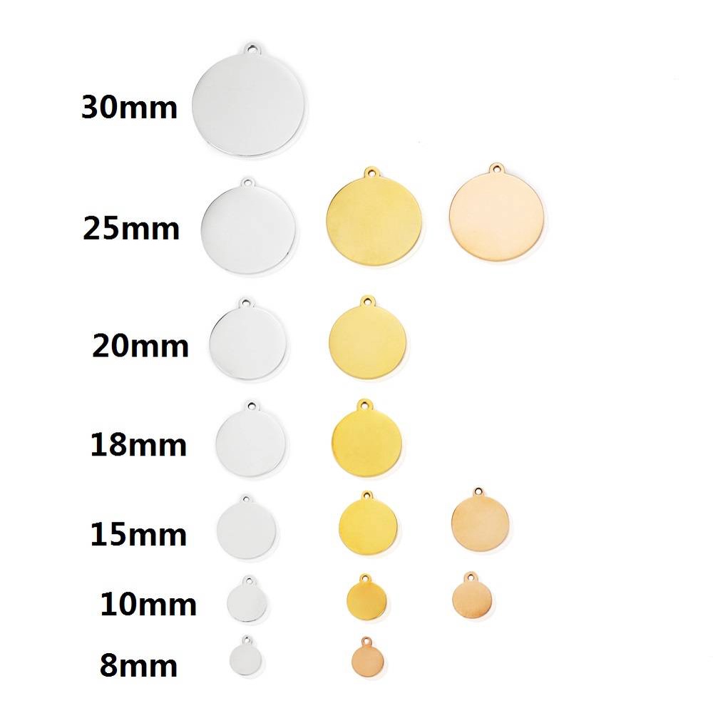 10 Pçs/Lote 12-25mm Diy Etiqueta Redonda Disco De Aço Inoxidável De Metal Atacado Acessórios De Jóias