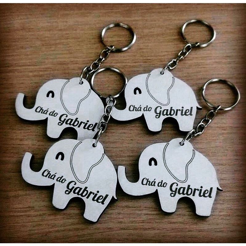 Kit de Chaveiros Elefante Aniversários Cha Bebe Brinde Aniversário Infantil em MDF