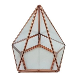 Terrário De Cobre Pentagonal Grande Vaso Para Suculenta 15x13Cm