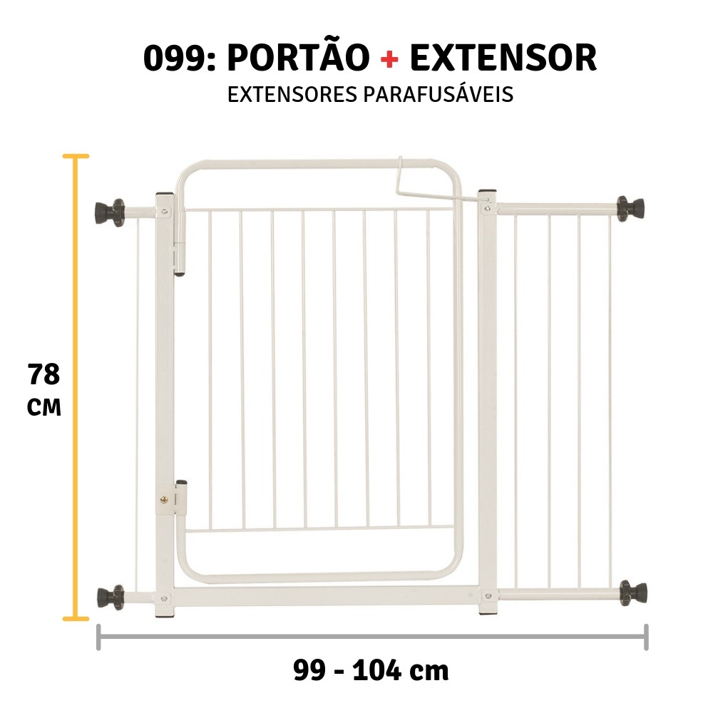 Grade De Porta Portão De Pressão Cães Criança 99/104 cm Portãozinho Cachorro Expansivo