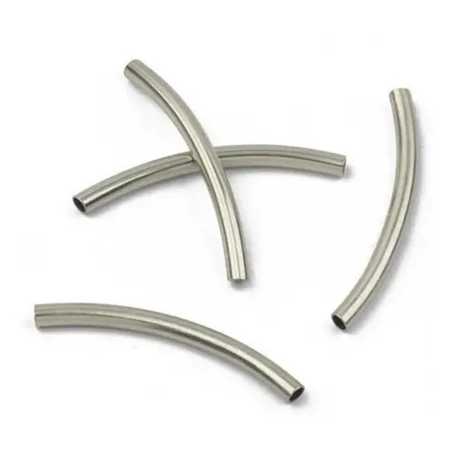 10 Peças Tubo Redondo Curvo 2 X 50mm Montagem Bijuteria Prata