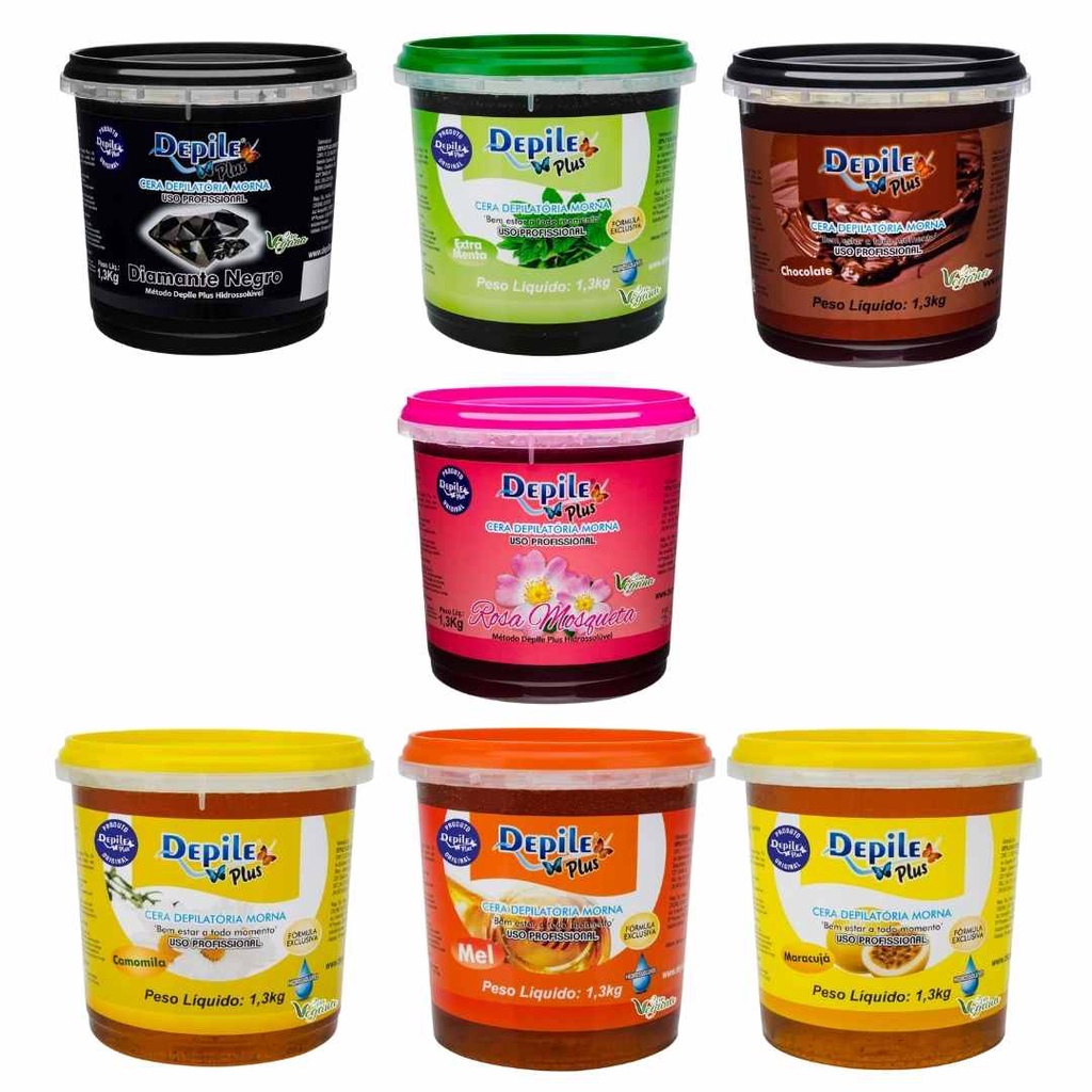 Cera Depilatória Hidrossolúvel Vegana Depile Plus Profissional 1,3 kg em Oferta na Shopee