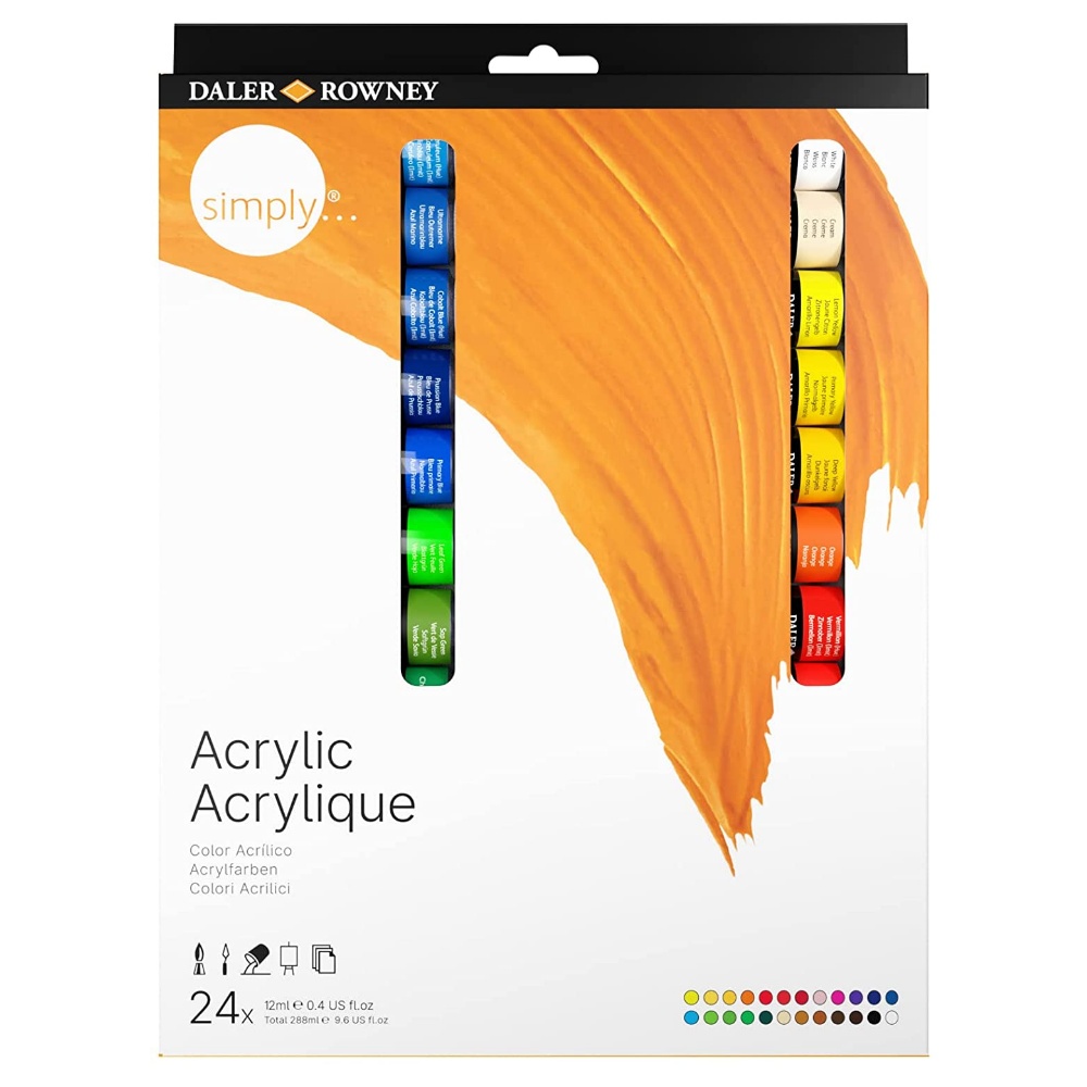 Tinta Acrílica DALER ROWNEY Simply c/24 cores de 12ml