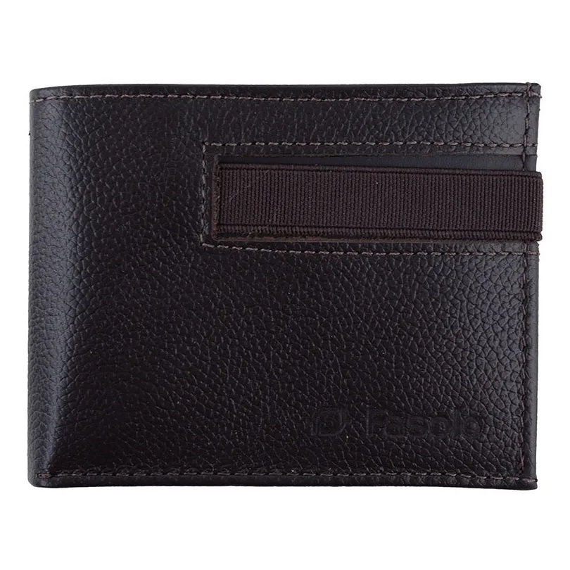 Carteira Masculina Fasolo Couro Legítimo Pelica H074. 6 cartões, CNH, divisão para notas, porta moeda, fechamento com elástico... preto ou café