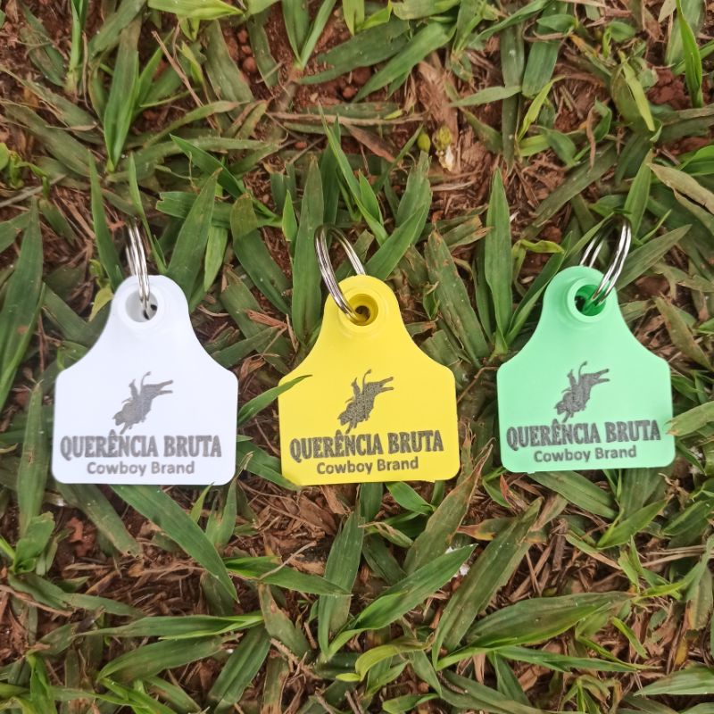 Chaveiro brinco de boi estampado os dois lado country peão Boiadeiro