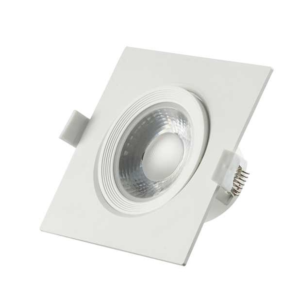 KIT 10 SPOT EMBUTIR QUADRADO 3W DIRECIONALVEL PVC 6500K BIVOLT LUZ