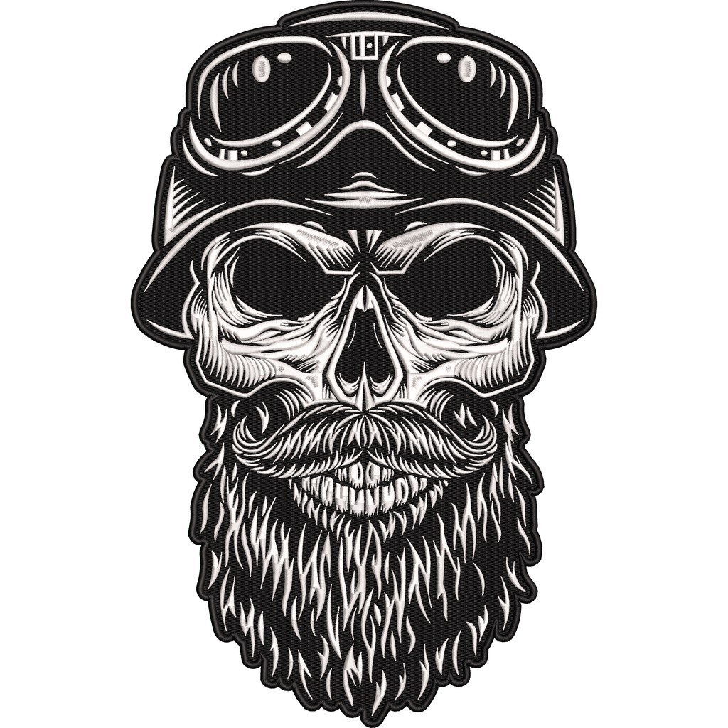 Patch Bordado Brasão Caveira Skull 24cmx15cm - Motoqueiro Moto Militar Cód. Cav34