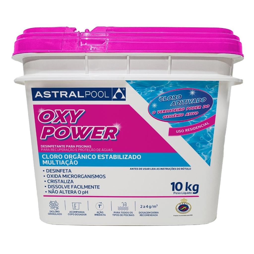 Balde Cloro Oxy Power Granulado 10 kilos Multiação 5 em 1 Orgânico Limpeza e Manutenção Piscinas