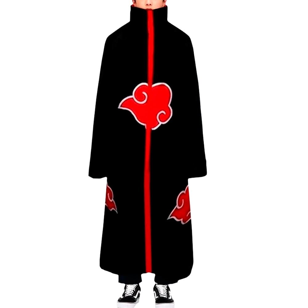 Capa Manto Akatsuki Naruto Cosplay Fantasia Itachi - Ziper