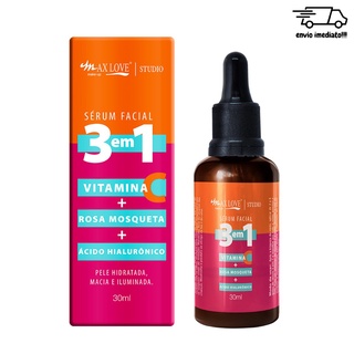 Sérum Facial 3 Em 1 Vitamina C + Rosa Mosqueta + Ácido Hialurônico 30ML Max Love Nova