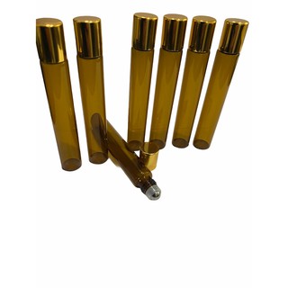 10 frascos vidro(fino e delicado) âmbar Rollon 10ml tampa dourada