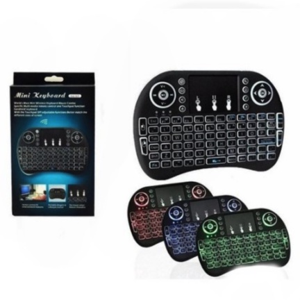 Mini Teclado Sem Fio Iluminado Controle Wireless Com Touch Pad Para Smart TV, PC, Xbox, PS3 e Android TV