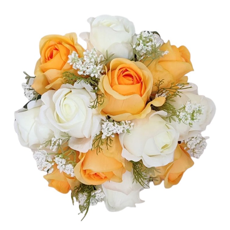 Buquê de noiva amarelo e branco casamento flores artificiais | Shopee Brasil