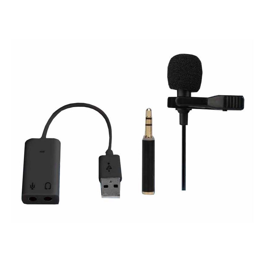 Microfone Vivitar Ultramini com clip para Smartphone e Adaptador USB para PC e Fone de Ouvido