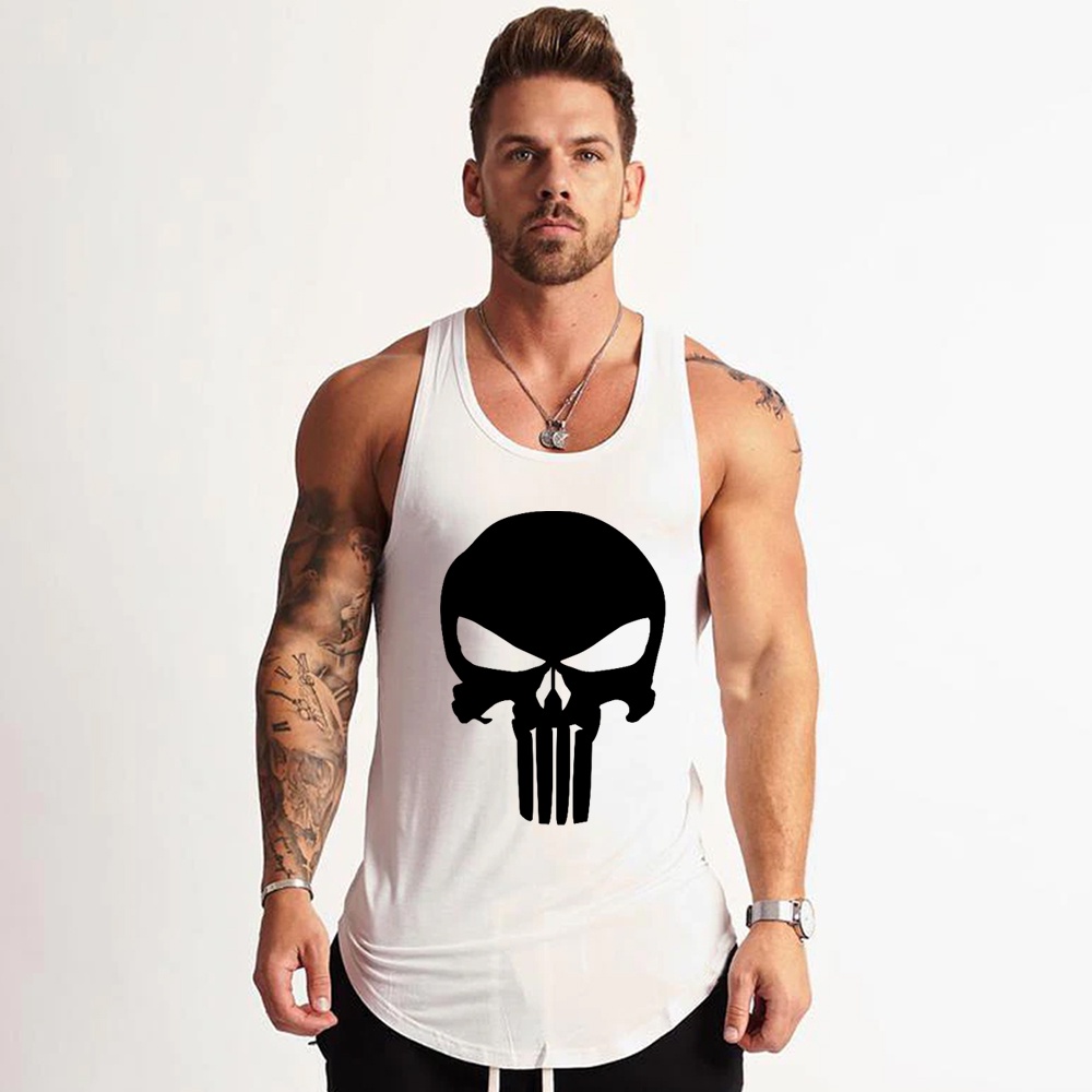 Regata Cavada bd Masculina Americana Punisher Justiceiro Camisa Academia Fitness
