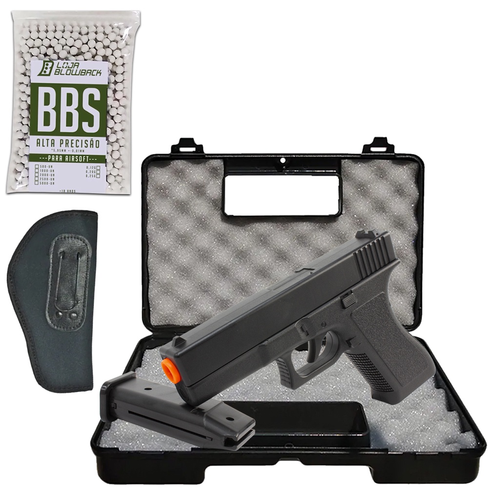 Pistola Airsoft Arma Glock V Spring Rossi Vigor Original Mm Bbs G Coldre Velado