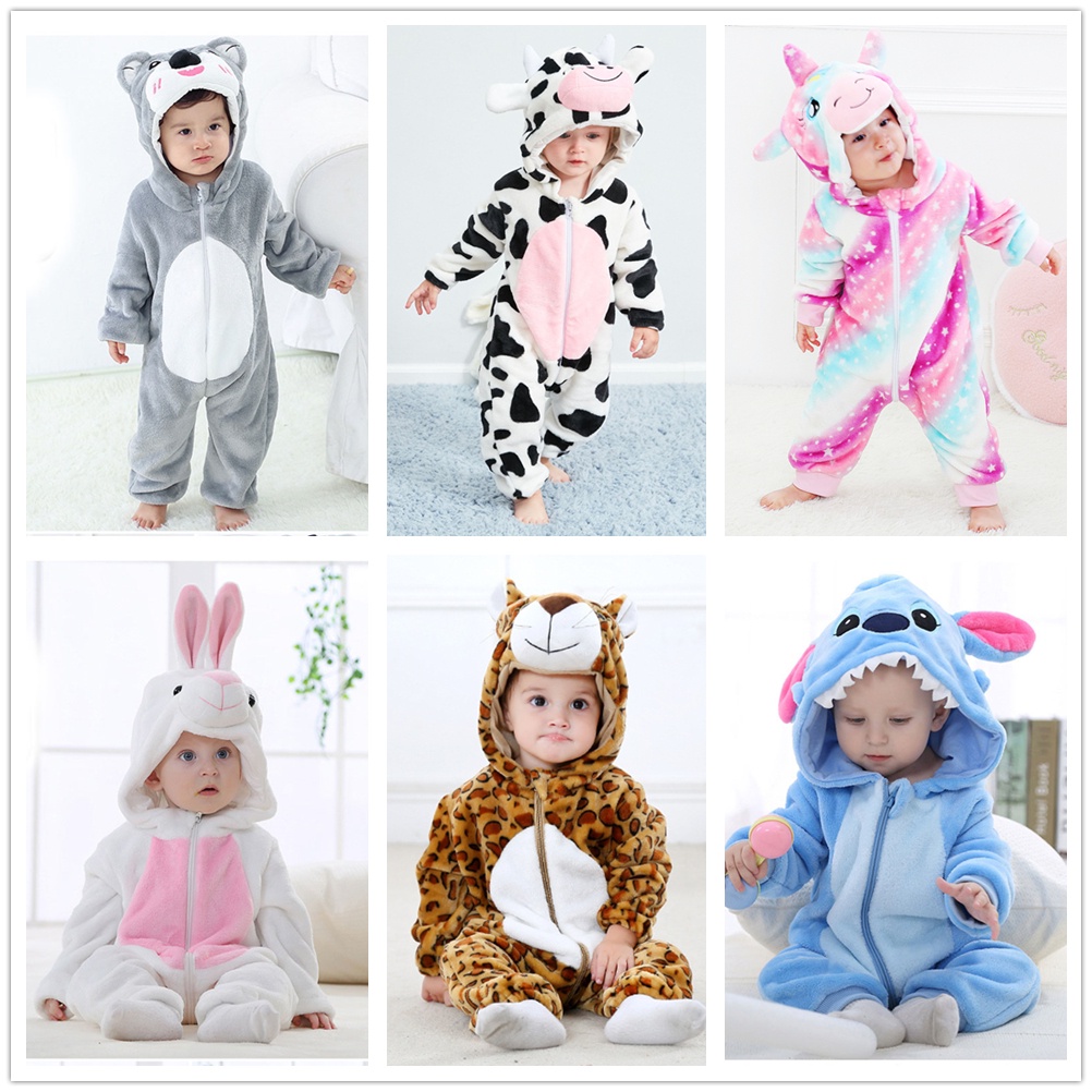 Bebê Kigurumi Unicórnio Tigre Ponto Panda Dos Desenhos Animados Romper Infantil Crianças Animal Macacão Meninos Meninas Cosplay Trajes Pijama