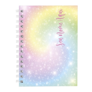 Caderno Feminino Personalizado Colorido Estrelas 14x20 cm