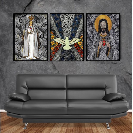Placa Quadro Decorativo Católico Religioso Santos Divino Espírito Santo