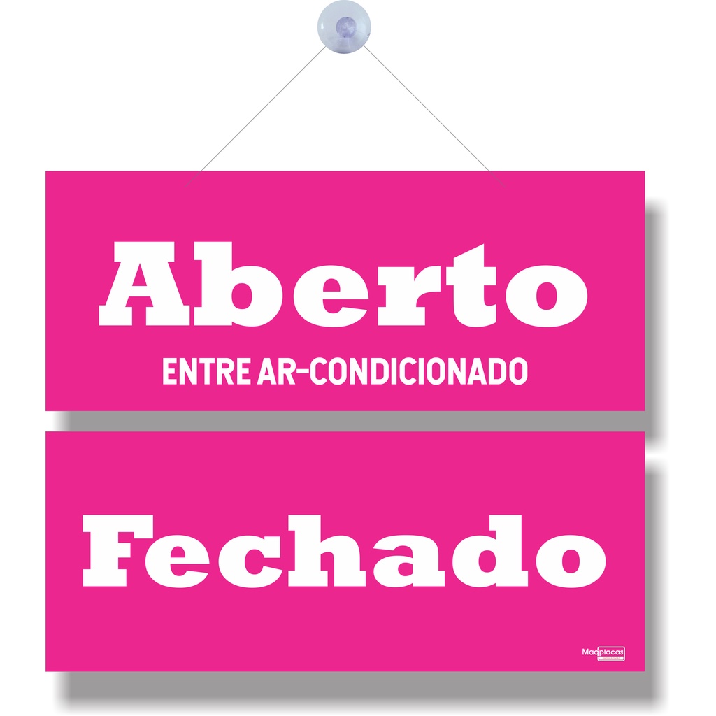 Placa aberto fechado entre ar condicionado com ventosa rosa em Oferta na Shopee