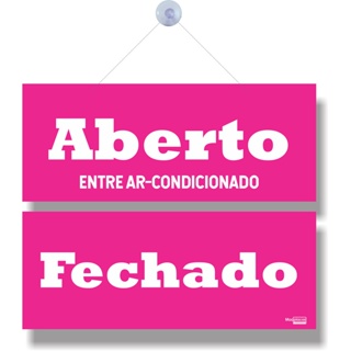 Placa aberto fechado entre ar condicionado com ventosa rosa em Oferta na Shopee