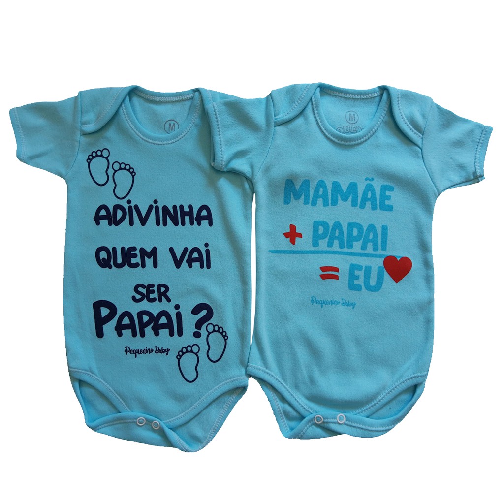 Kit Body Bebe C 02 Pcs Manga Curta C Frases Papai Em 100 Algodao Shopee Brasil