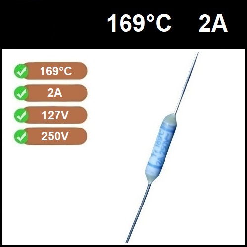 1 Fusível Térmico 2A 169C 169°C 169 Graus 250V