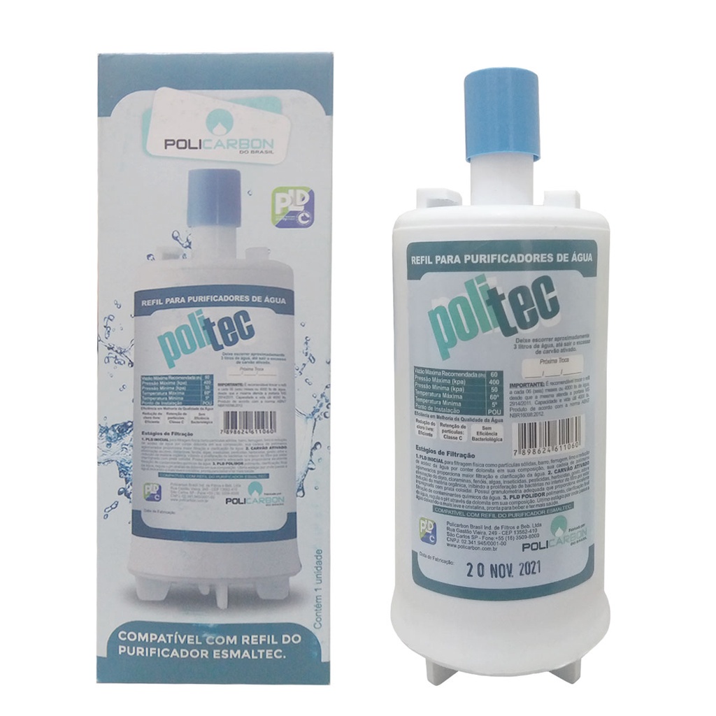 Filtro Refil Compatível Com Purificador de Água Esmaltec Acqua Purágua Shopee Brasil