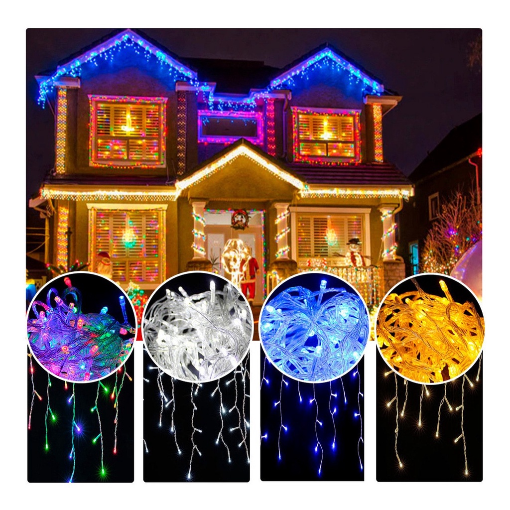 Cascata de Led 8 Funções até 10 Metros Decoração Natalina Luzes Pisca Pisca  Led Natal Iluminação | Shopee Brasil