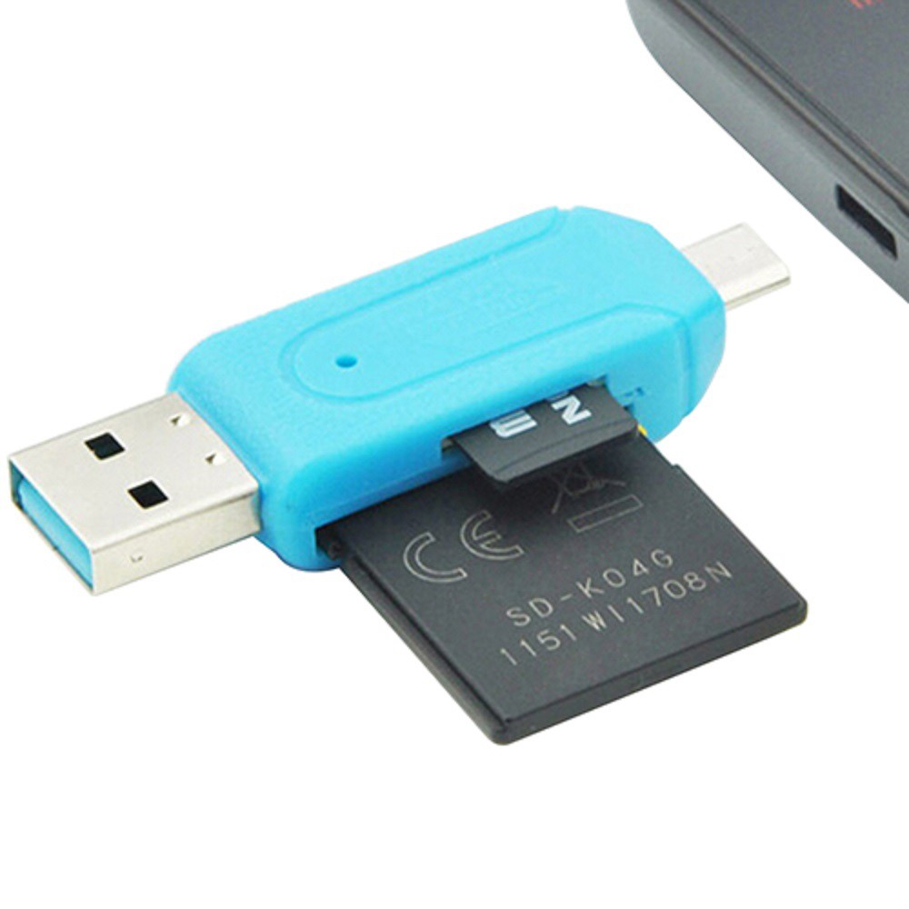 Leitor De Cartão SD 1pc 2 Em 1 OTG USB 2.0 TF De Memória Adaptador Universal Micro Para PC Telefone Computador Laptop