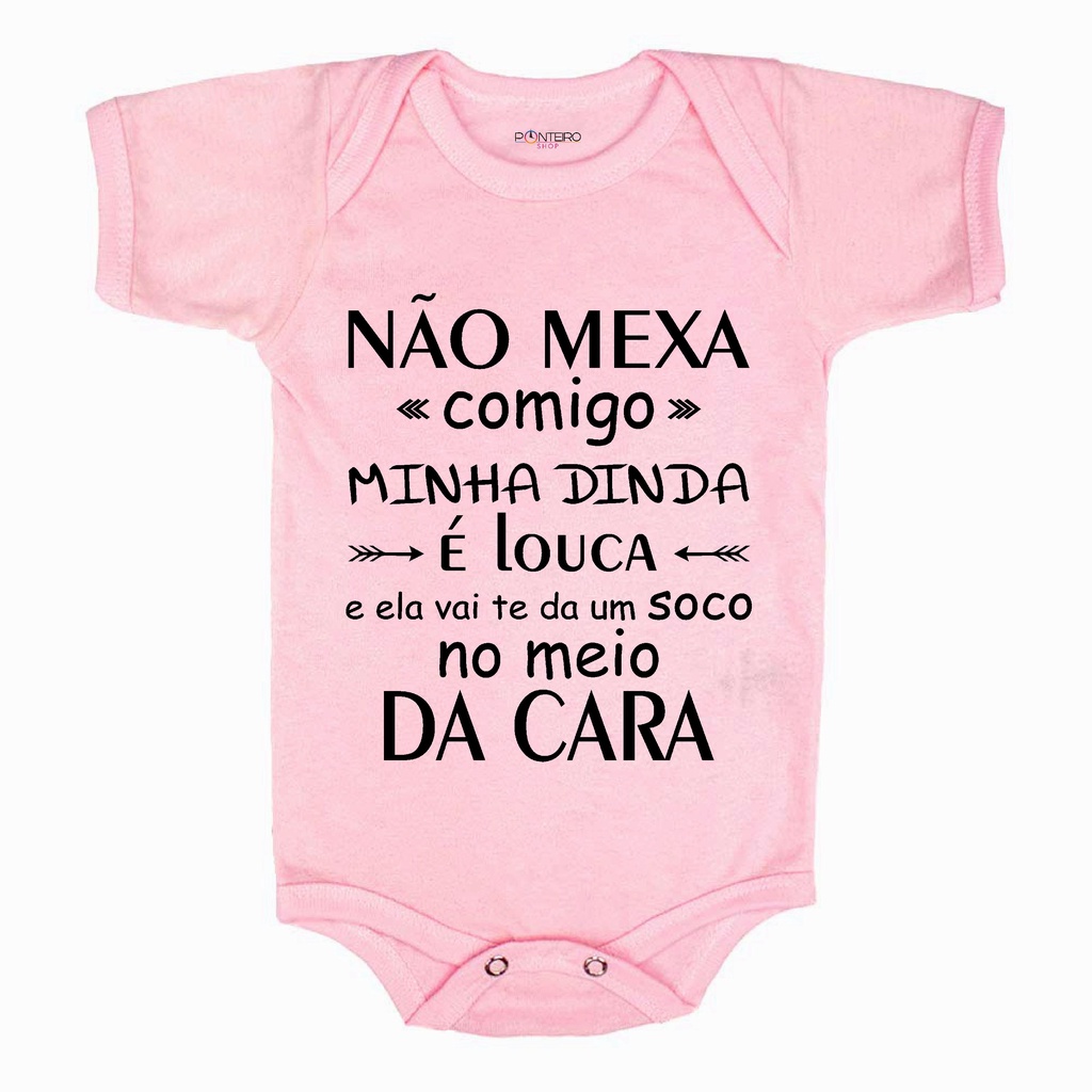 Body infantil colorido Não mexa comigo Minha dinda é louca