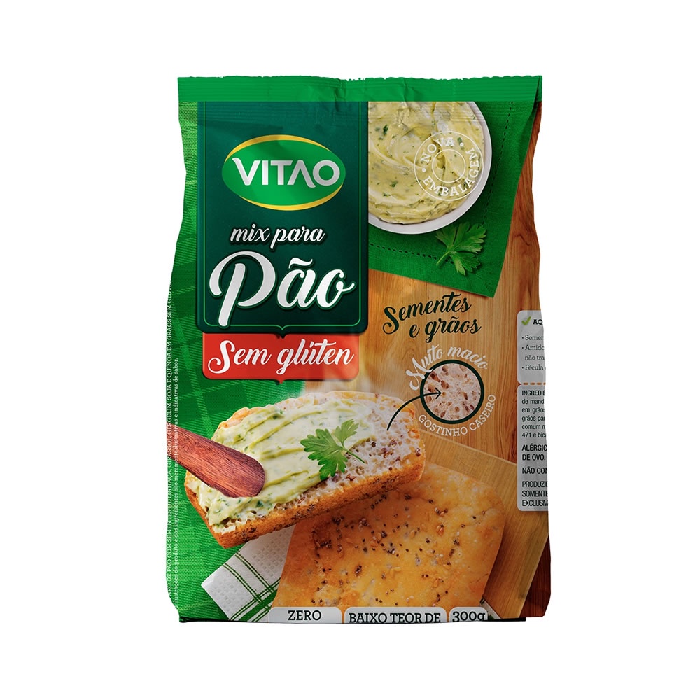 Mistura para Pão com Sementes e Grãos Sem Glúten 300g -Vitao