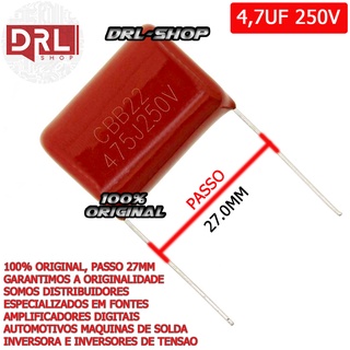Kit 5 Capacitor Poliester 4,7uf 250v 475k 4m7 475J Taramps
