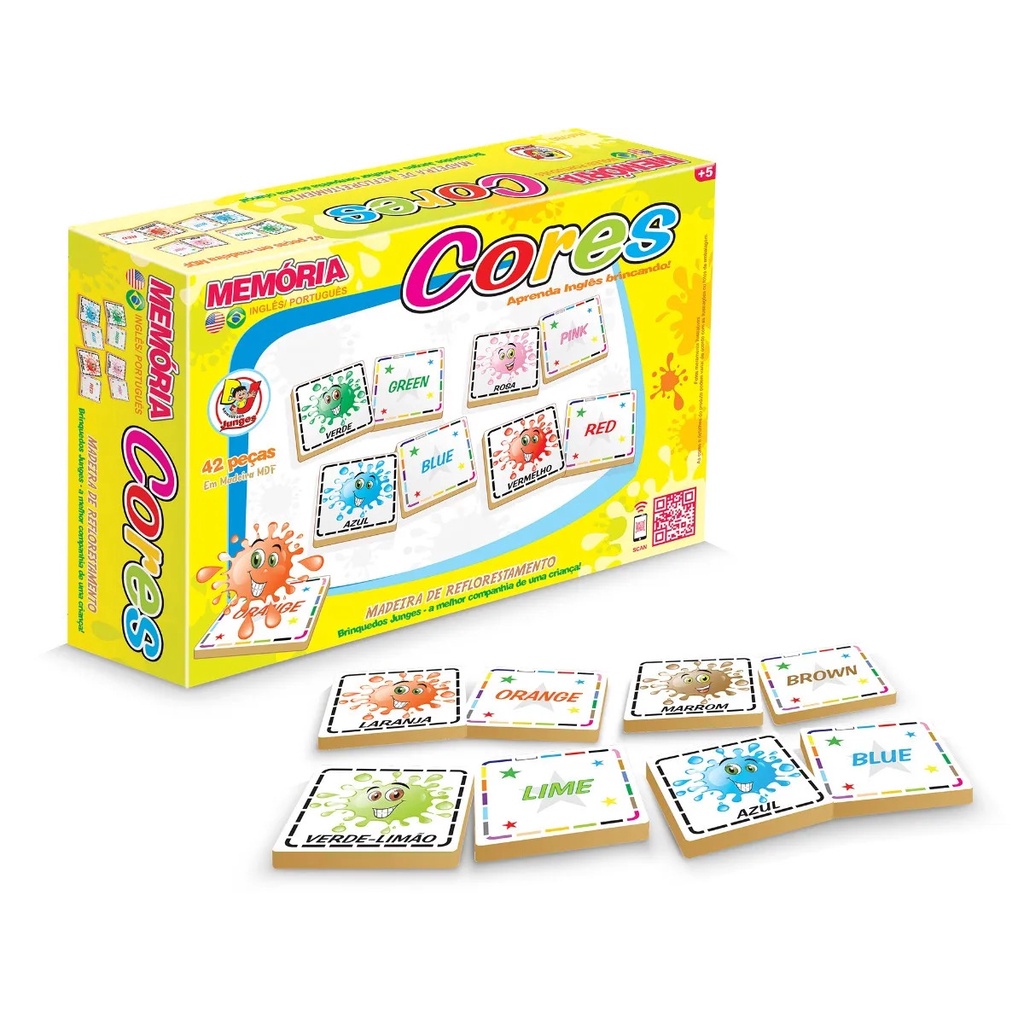 Jogo Educativo Memória Inglês Português Cores 42 peças - Brinquedo Infantil  - em Madeira MDF - Junges 780 | Shopee Brasil