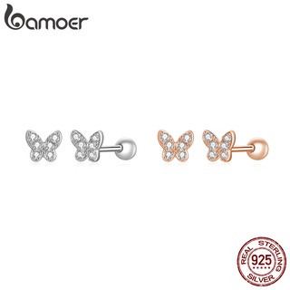 Bamoer Brinco De Tarraxa De Prata S925/Feminino De Borboleta/Bijuteria Para Presente