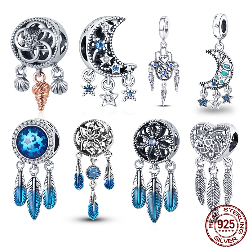 Nova Chegada 925 Sterling Silver Pingente Dream Catcher Série Recorte Charme Beads Fit Pulseira Original Colar De Jóias