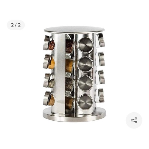 Porta Tempero Condimento Inox 16 Potes Suporte Giratório