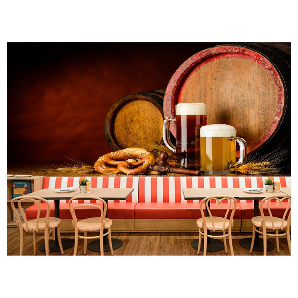 papel de parede Cerveja bebida barril cevada 3D m² AL71